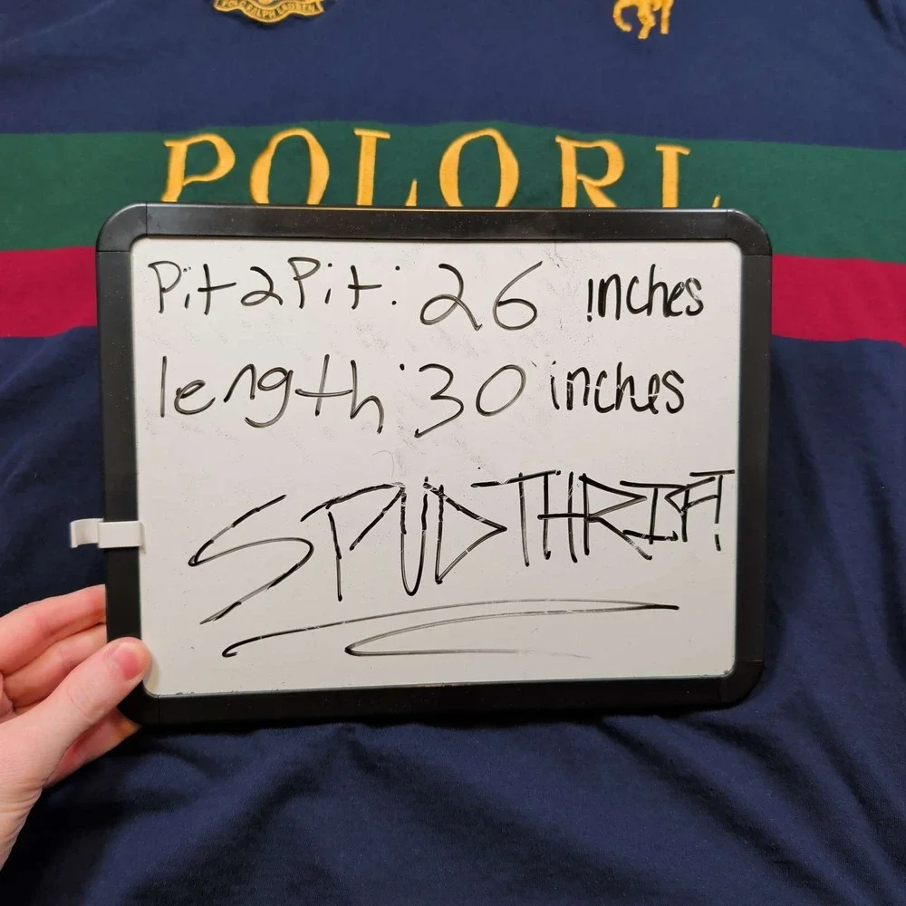 Polo Ralph Lauren Long Sleeve T-Shirt Mens 1XB Navy Blue Big Pony Crest Stripe